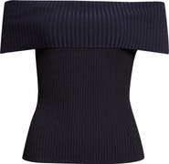 Ramy Brook Luke Foldover Off the Shoulder Rib Top