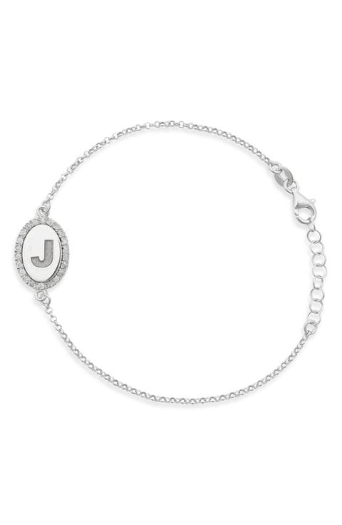 Diamond Initial Disc Bracelet