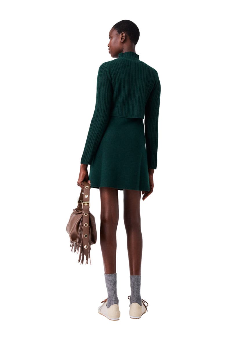 Knit dress with removable sweater, Alternate, color, Bottle green