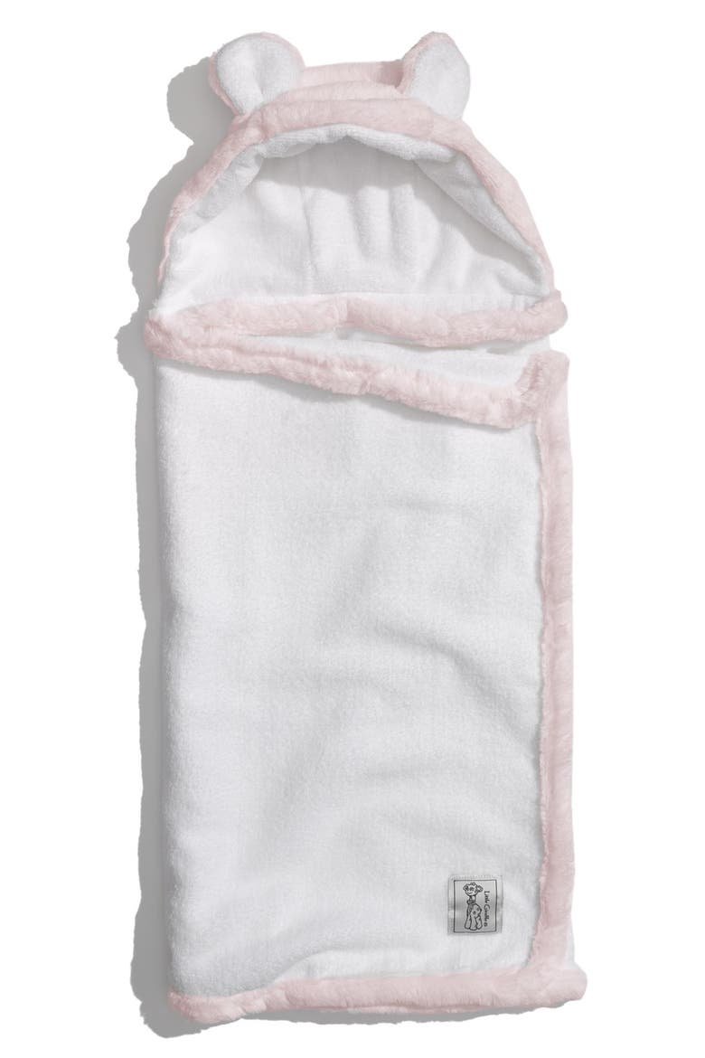 Luxe Faux Fur Hooded Towel, Main, color, PINK