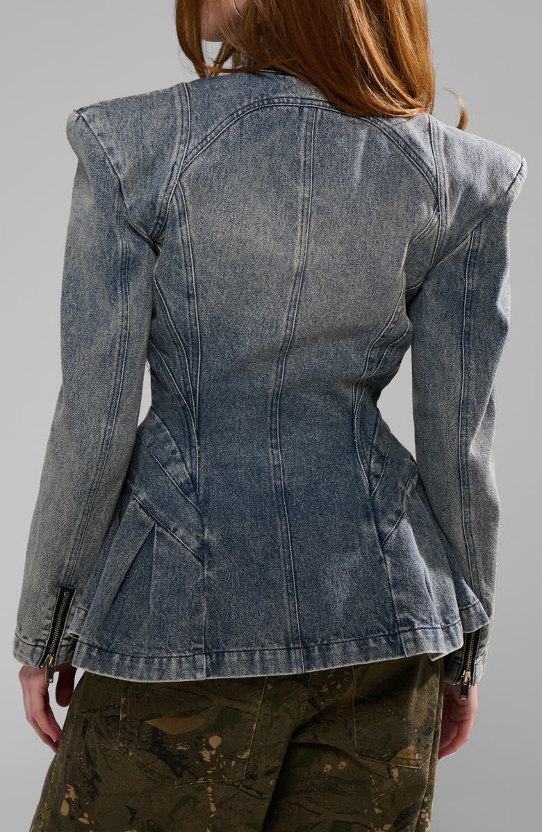 AZALEA WANG Virelle Structured Denim Peplum Jacket, Alternate, color, 