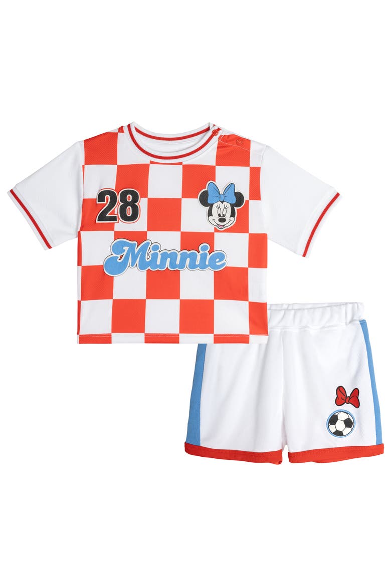 Minnie Mouse Athletic 2-Piece T-Shirt and Shorts Set, Main, color, Minnie Red Checker