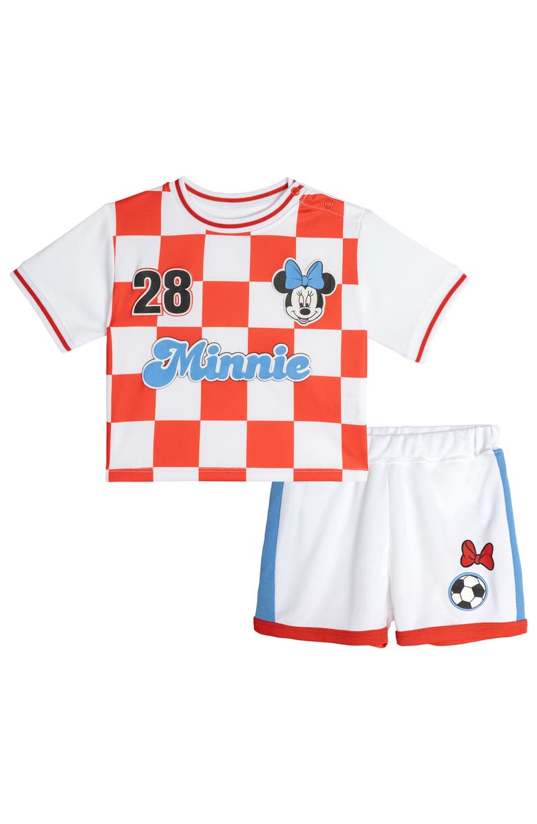 Disney Minnie Mouse Athletic 2-Piece T-Shirt and Shorts Set, Main, color, Minnie Red Checker