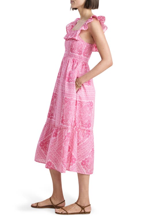 Vineyard Vines Smocked Ruffle Dress In Cora Tile Sp/f