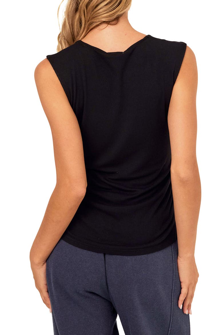 Brynlee Square Neck Feather Rib Tank, Alternate, color, BLACK