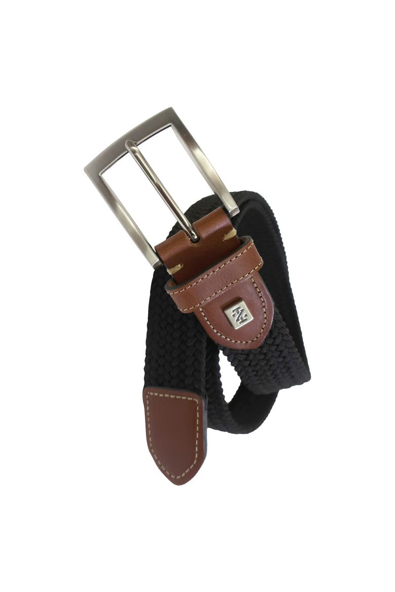 Stretch Braid with Full Grain Leather Tips, Main, color, Black
