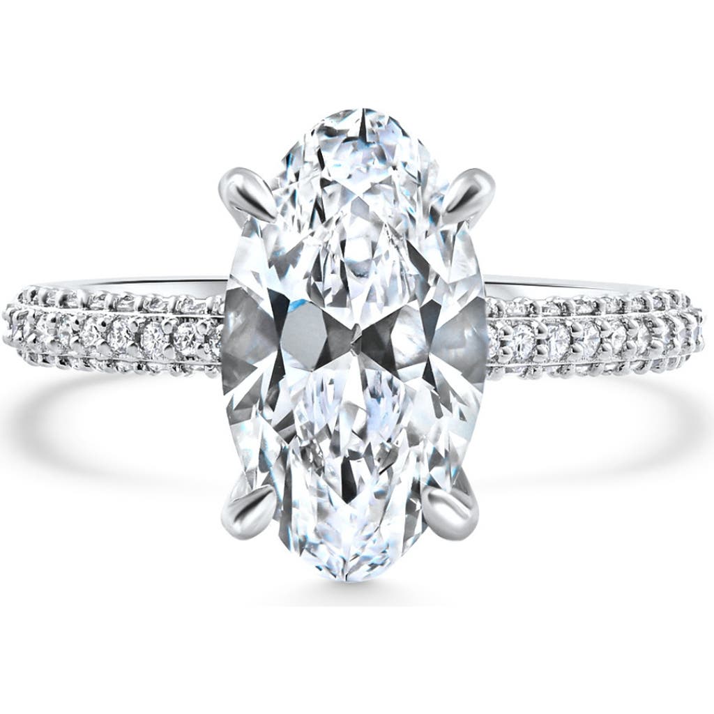 Bliss Diamond Certified 4.31ct Fancy Moval Diamond Pave Engagement Ring 14k Gold Lab Grown In 14k White Gold