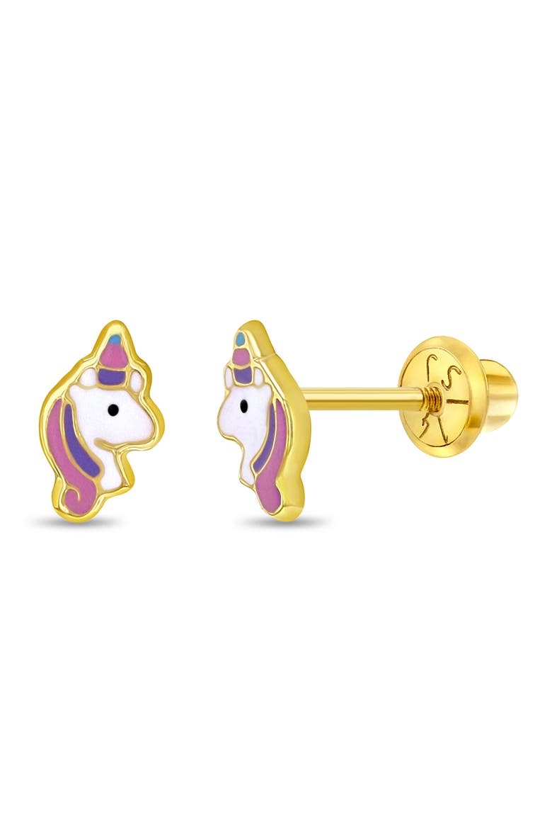 14k Pastel Unicorn Earrings, Main, color, Pink