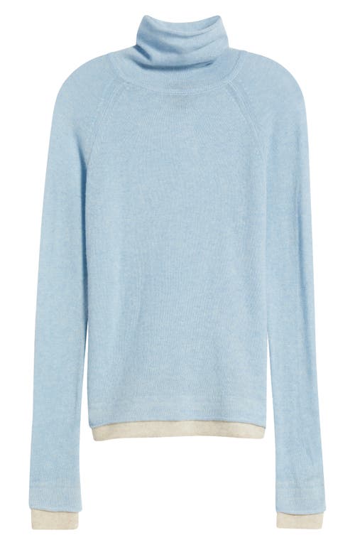 Griffen Contrast Trim Wool & Cashmere Sweater In Light Blue/oat