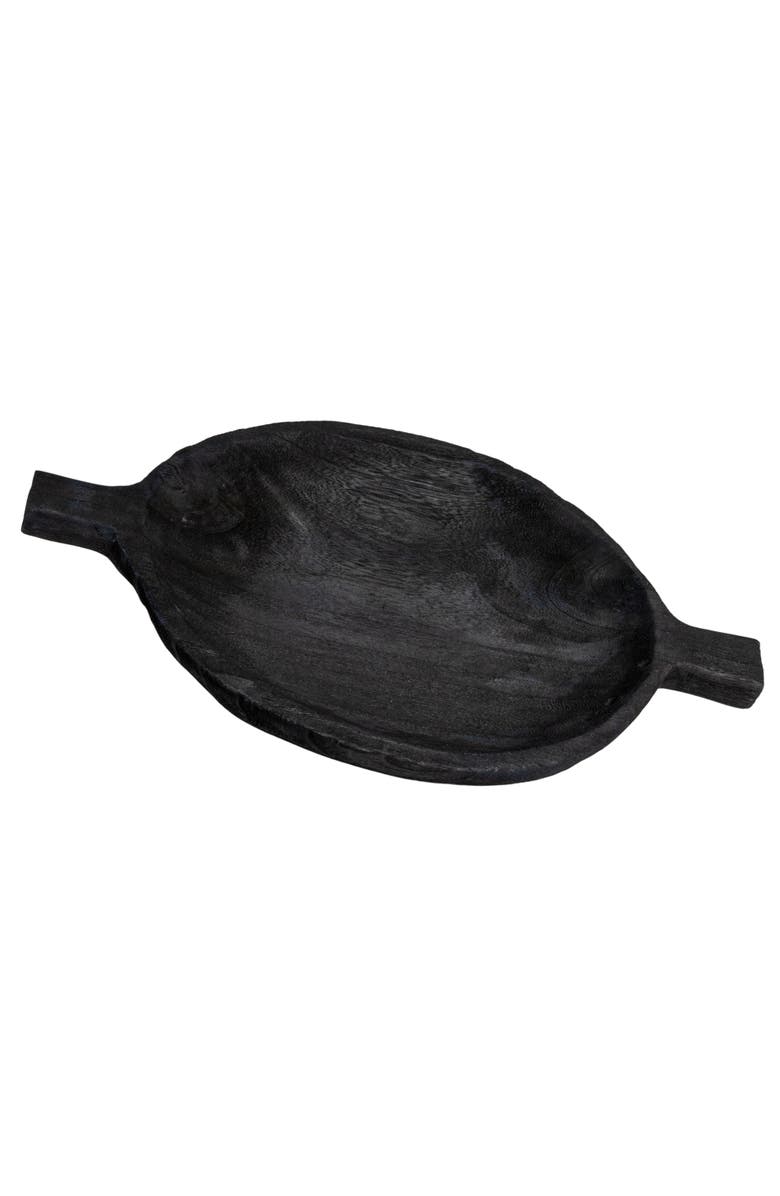 Storied Home Paulownia Wood Decorative Tray, Black, Main, color, Black