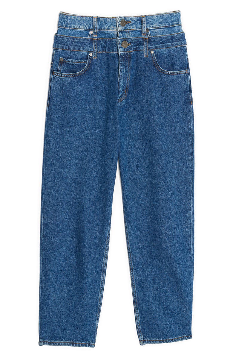 SANDRO Kitty Double Waist Straight Leg Jeans, Main, color, Bleu