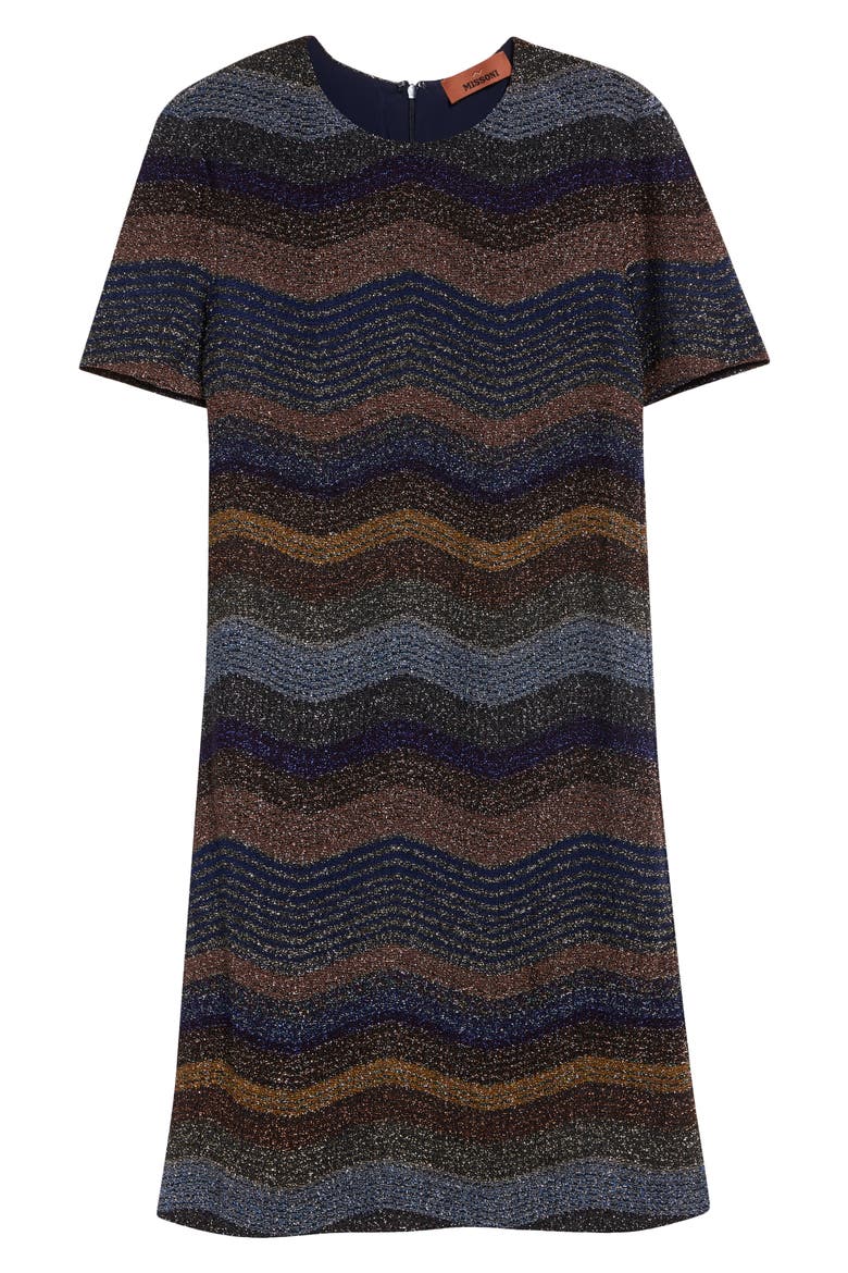 Metallic Zigzag Stripe Shift Dress, Main, color, SMSS7-MULTI VIOLET GOLD BLK