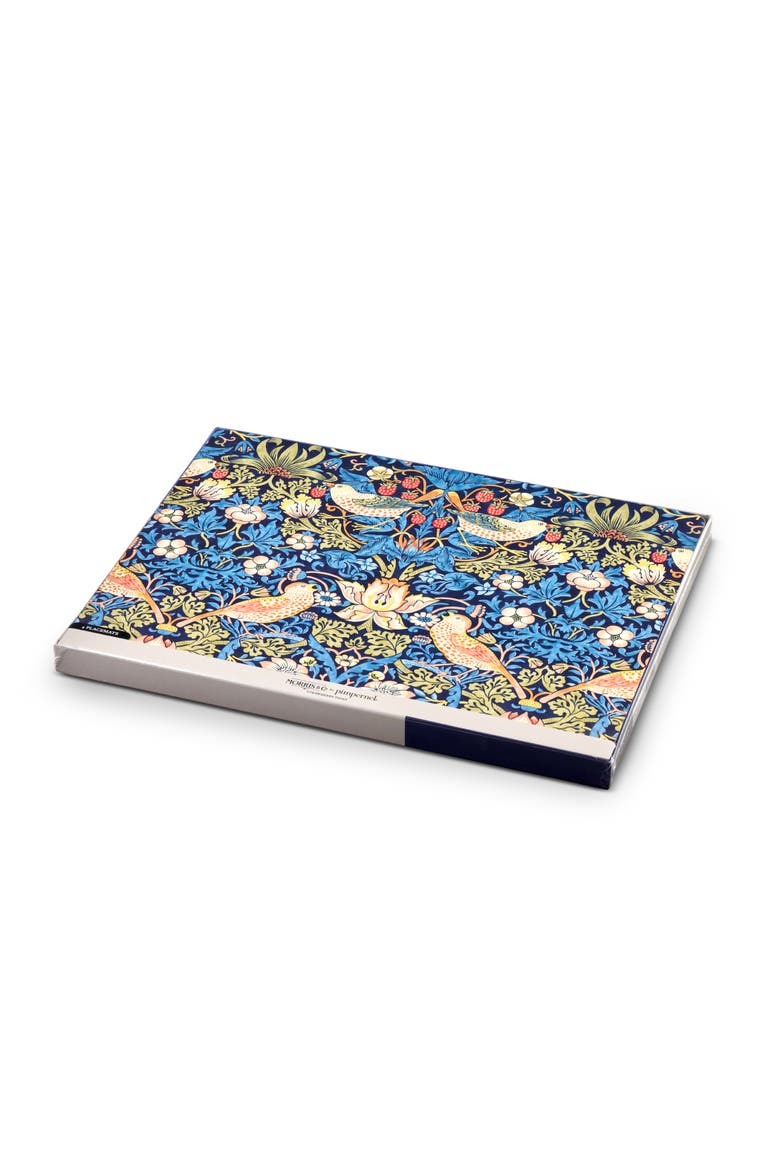 Strawberry Thief Blue Set of 4 Cork Back Placemats, Alternate, color, Strawberry Thief Blue
