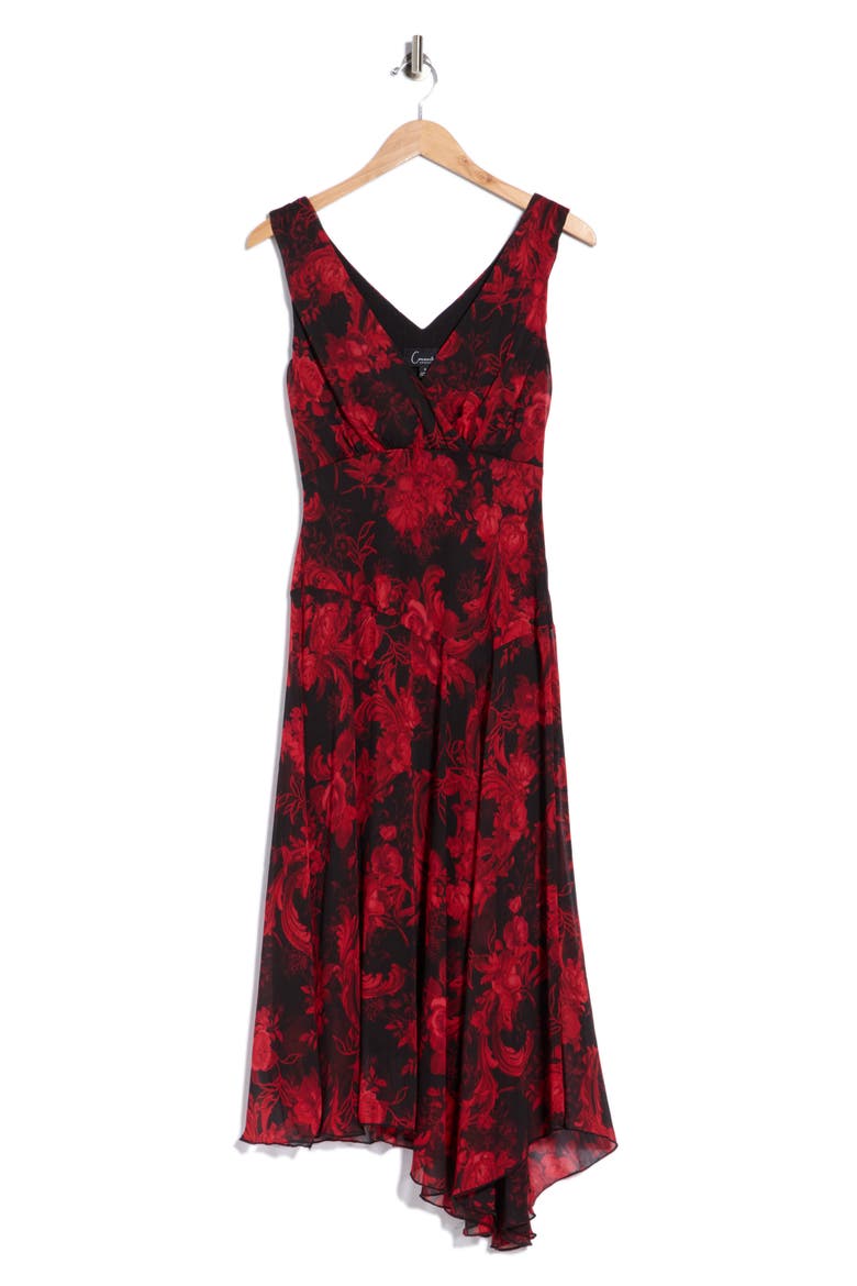 Handkerchief Hem Sleeveless Dress, Alternate, color, RED