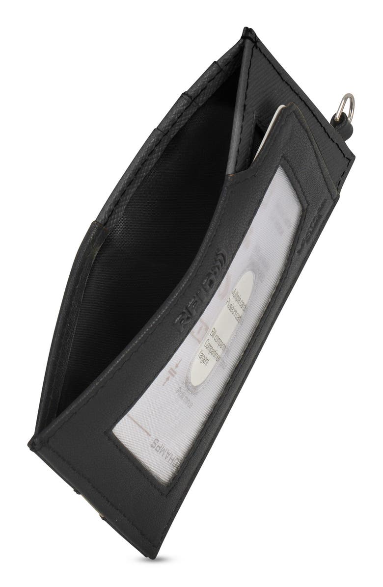 CHAMPS Iconic Leather Card Case, Alternate, color, Black/ Black