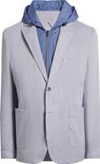 Johnston & Murphy XC Flex® Microcheck Knit Sport Coat with Removable Hooded Bib