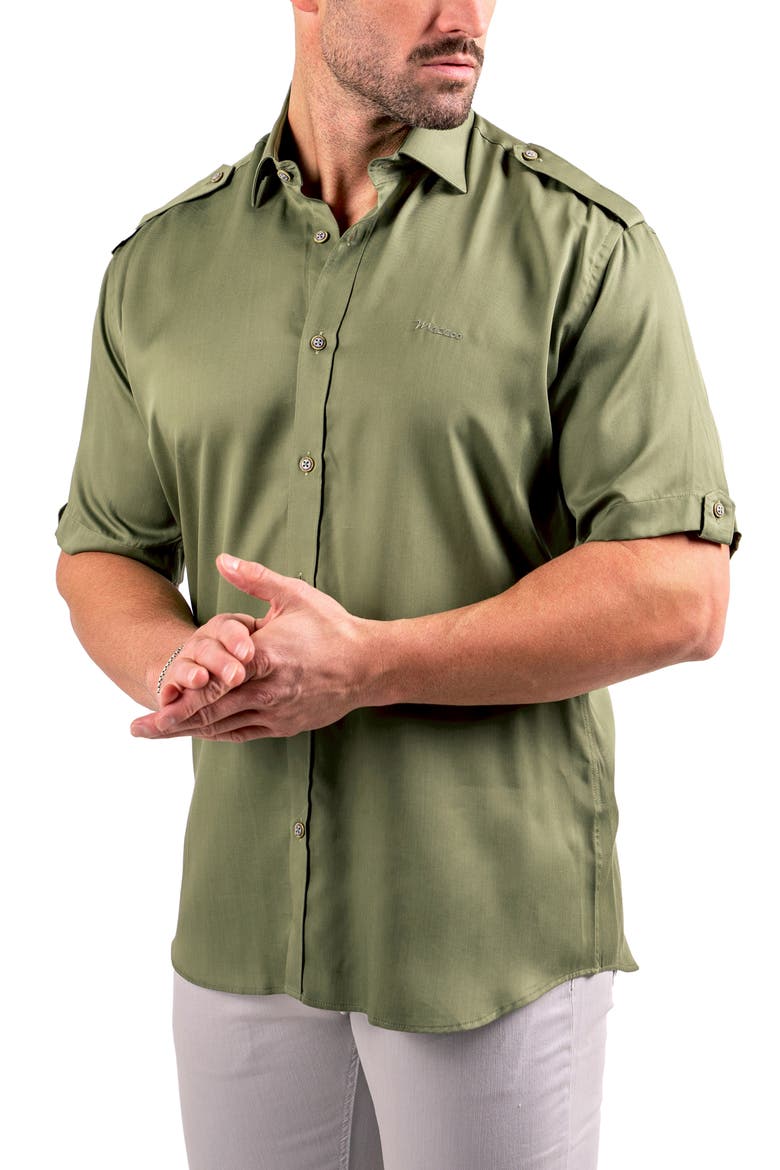 Munich Resistance0173 Short Sleeve Button-Up Shirt, Alternate, color, GREEN