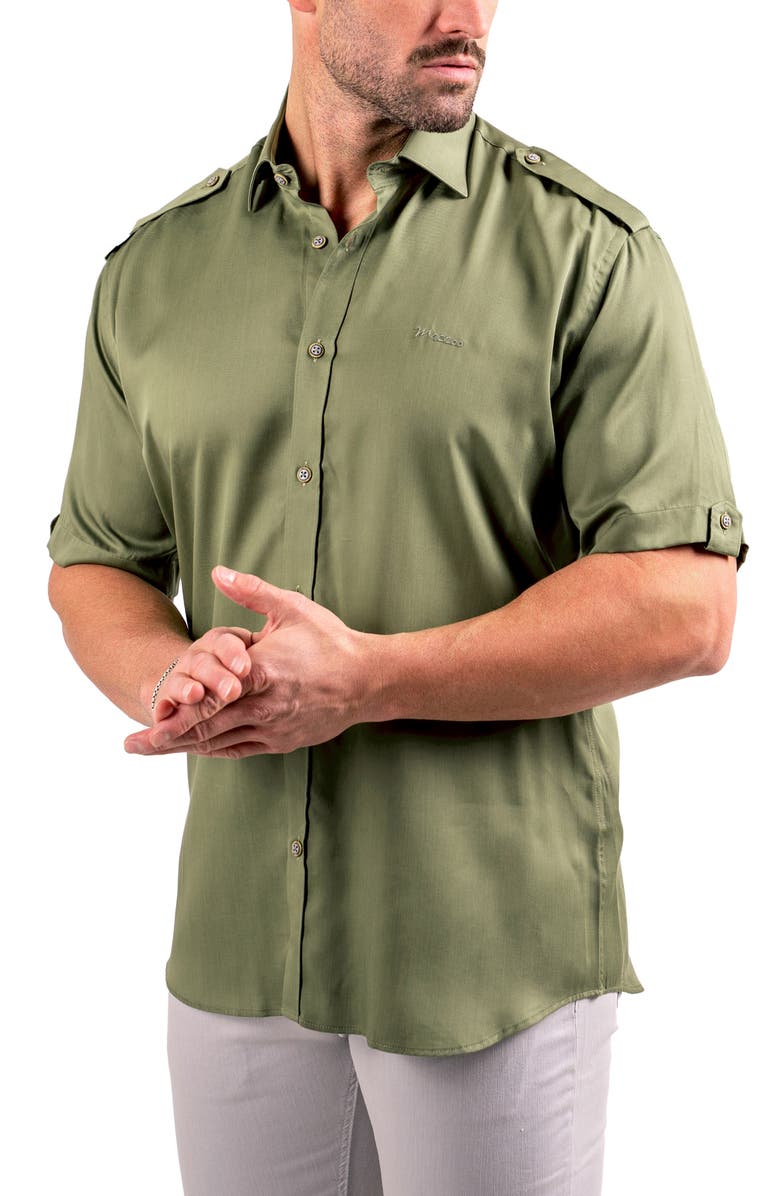 Maceoo Munich Resistance0173 Short Sleeve Button-Up Shirt, Alternate, color, Green