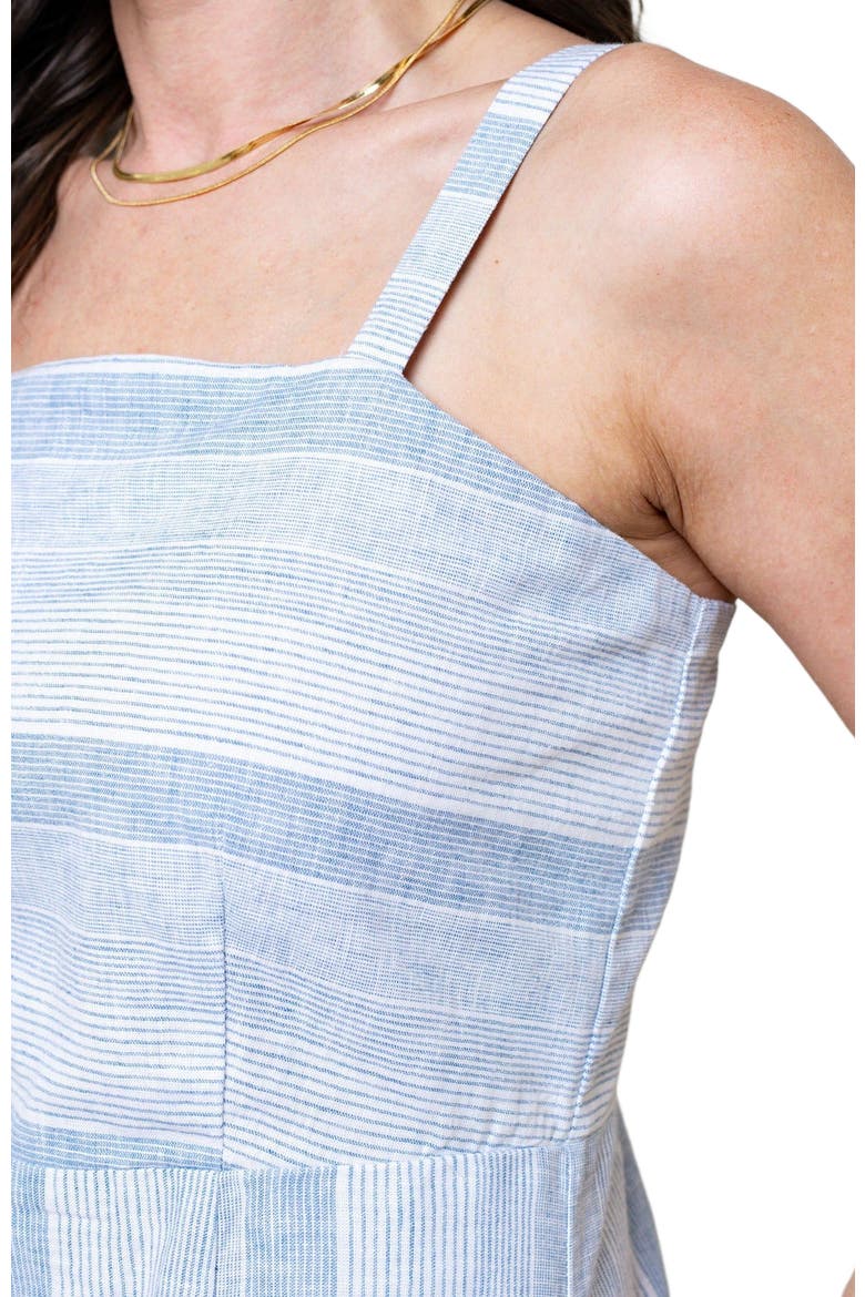 Women's Sleeveless Sheath Dress, Alternate, color, Blue Ombre Stripe Linen