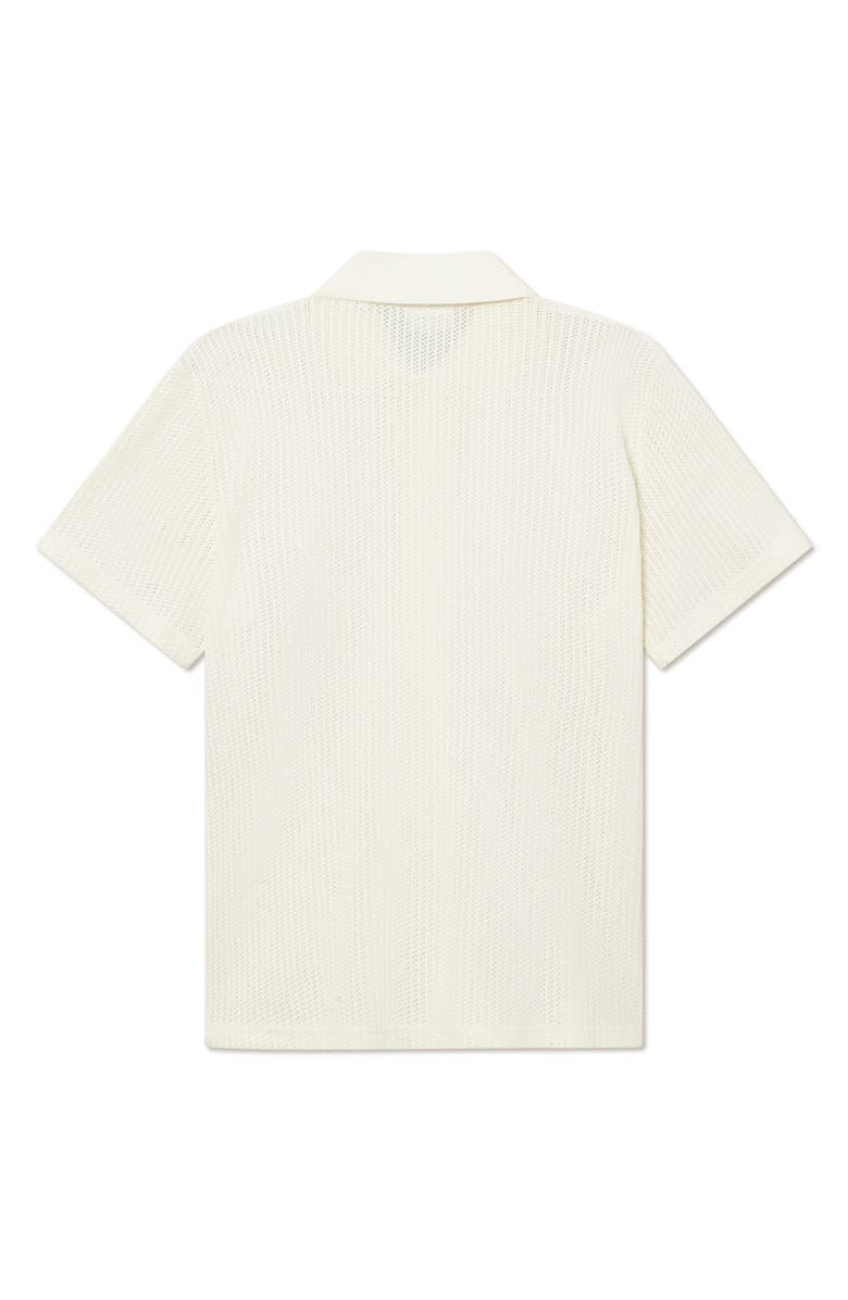 Les Deux Axel Pointelle Short Sleeve Organic Cotton Button-Up Shirt, Alternate, color, Light Ivory