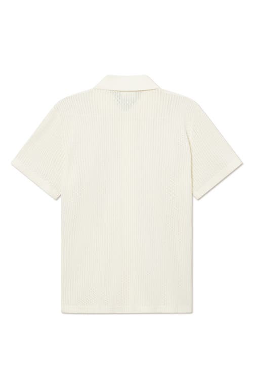Les Deux Axel Pointelle Short Sleeve Organic Cotton Button-up Shirt In Pink