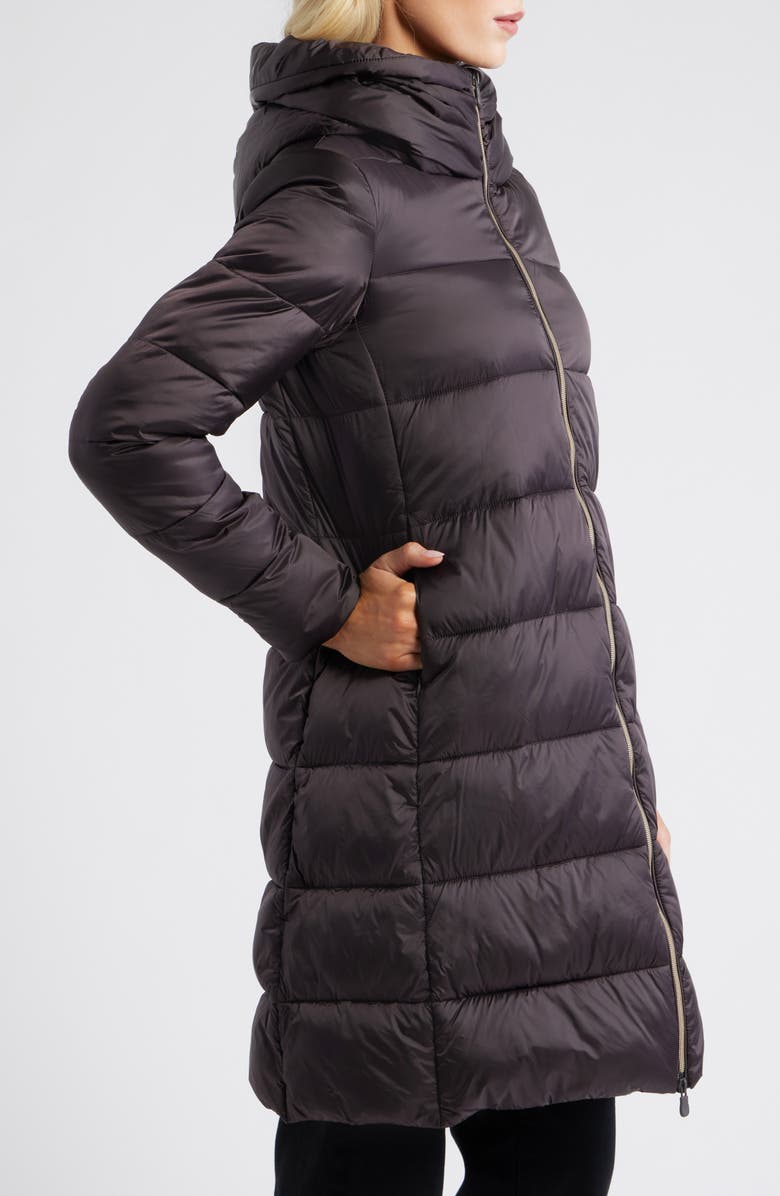 Save The Duck Lysa Water Repellent Hooded Puffer Jacket, Alternate, color, Brown Black