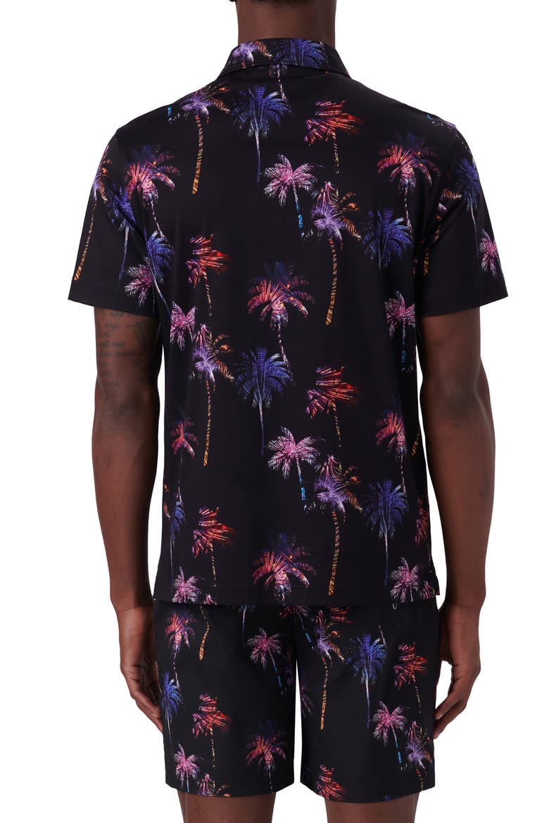 Digital Print Cotton Polo Shirt, Alternate, color, BLACK