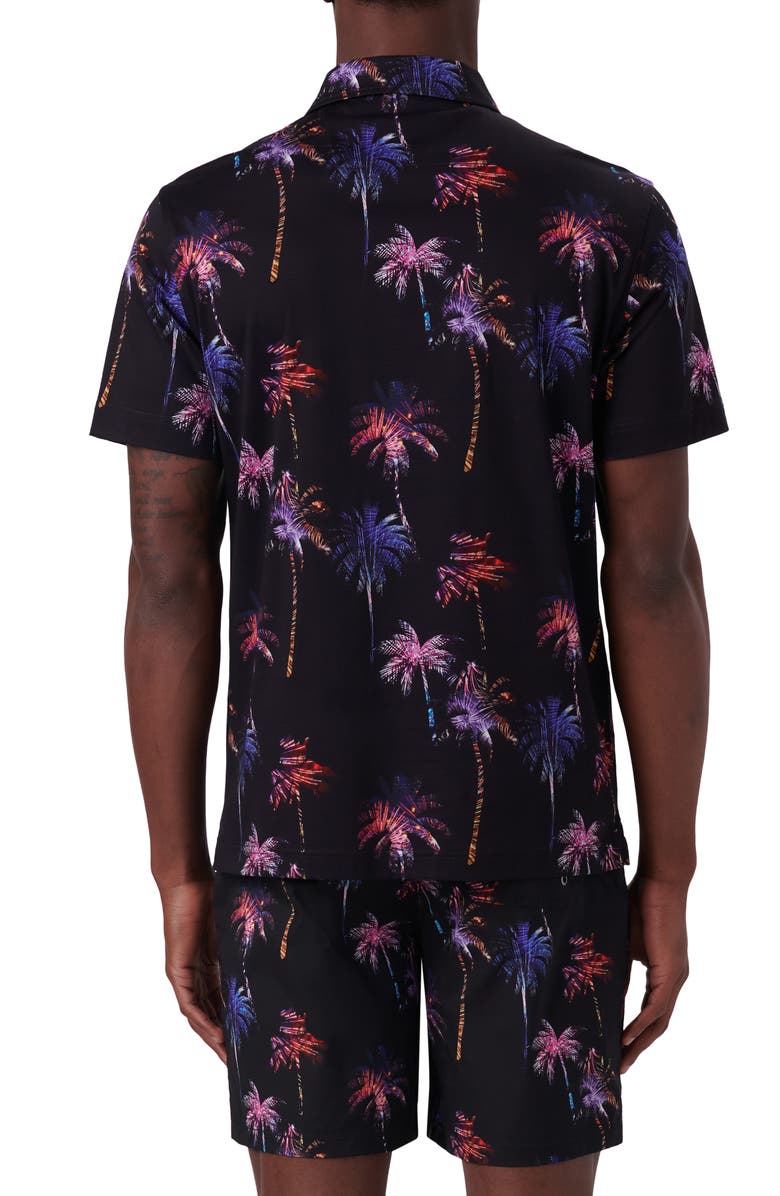 Bugatchi Digital Print Cotton Polo Shirt, Alternate, color, Black