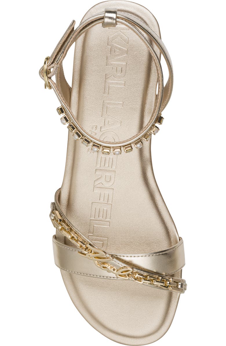 KARL LAGERFELD PARIS Christiano Ankle Strap Sandal, Alternate, color, White Gold