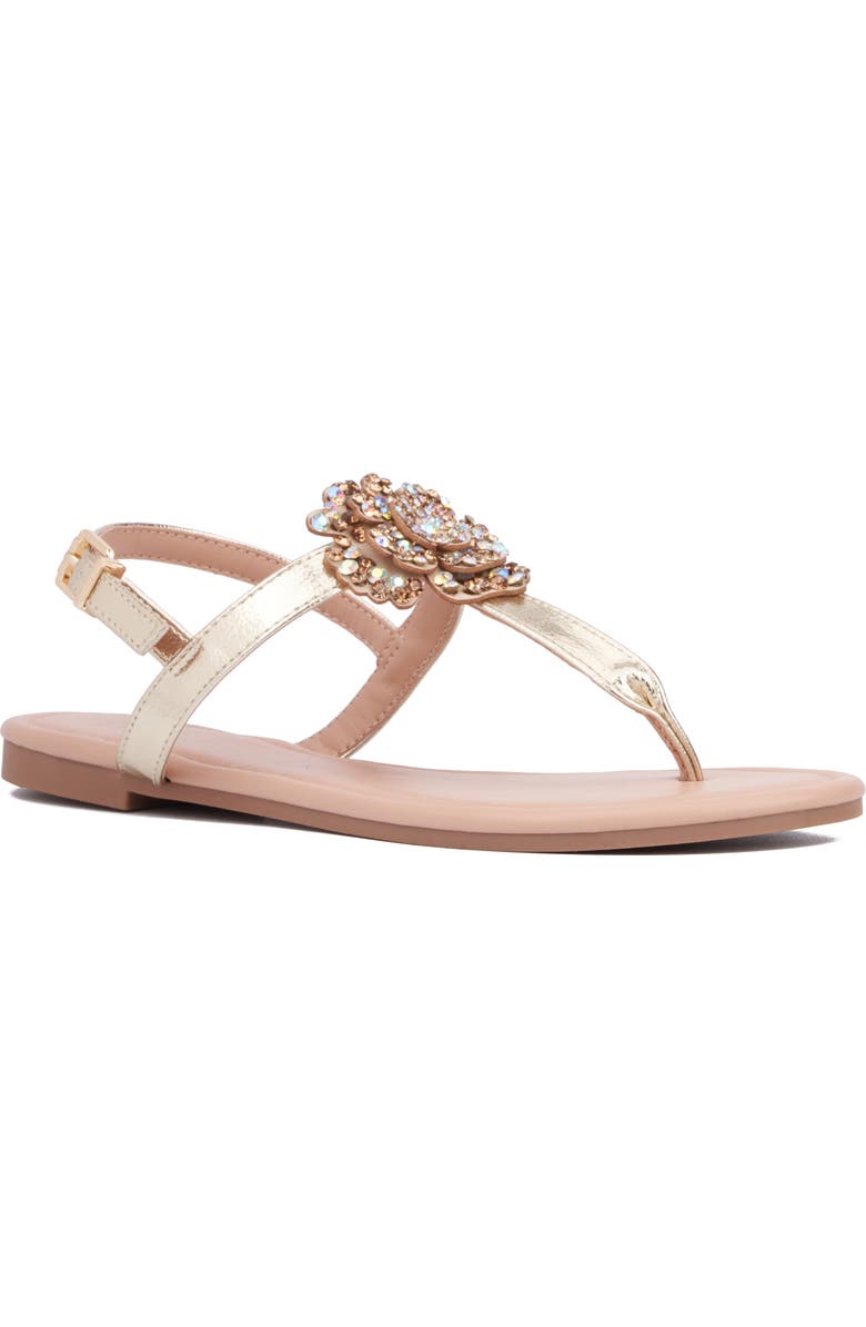 NEW YORK AND COMPANY Ailis Thing Toe Sandal, Main, color, Gold