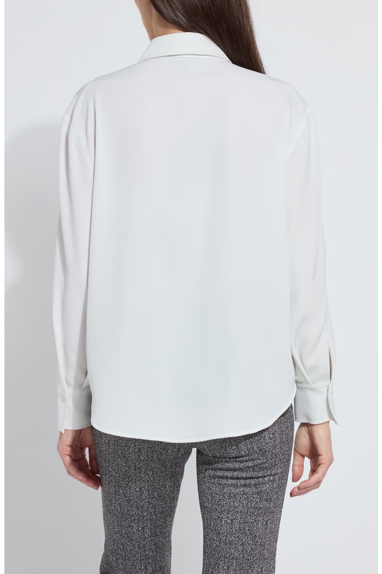 Natasha Lace Trim Button-Up Shirt, Alternate, color, ICE