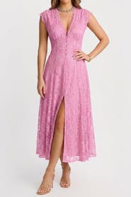Popilush Shapewear Boho Floral Lace V Neck Resort Maxi Dress