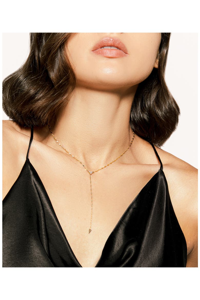 Vista 14K Gold Solo Cluster Diamond Y Necklace, Alternate, color, YELLOW GOLD