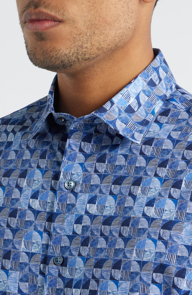 Bugatchi Julian Shaped Fit Button-Up Shirt, Alternate, color, Sapphire