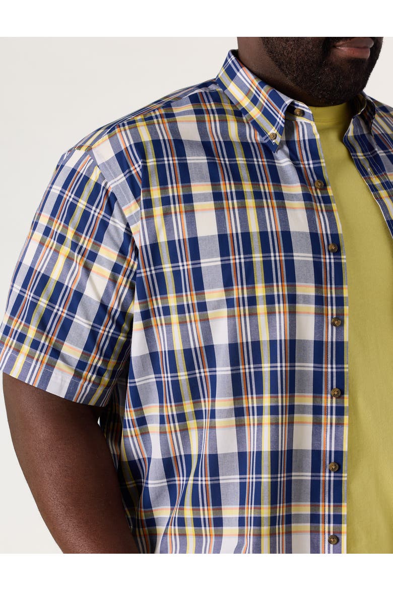 Big & Tall Easy-Care Medium Plaid Sport Shirt V9, Alternate, color, BLUE MULTI