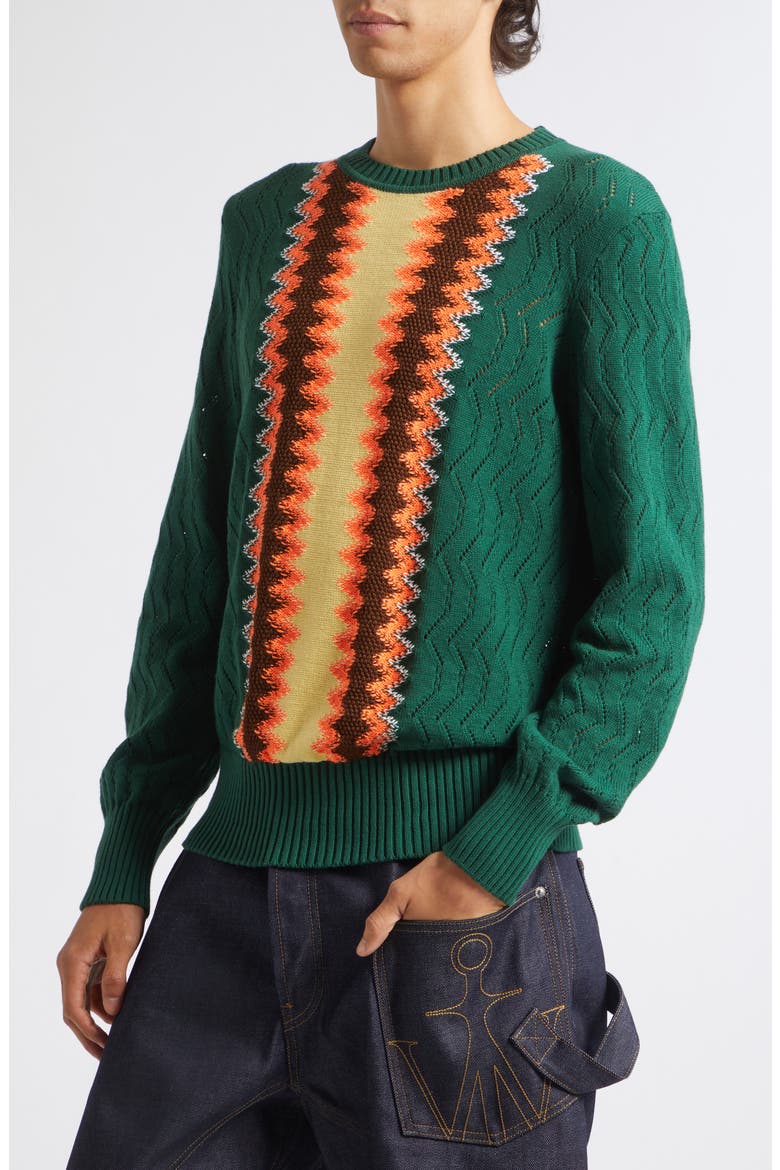 Chevron Stitch Sweater, Alternate, color, PINE