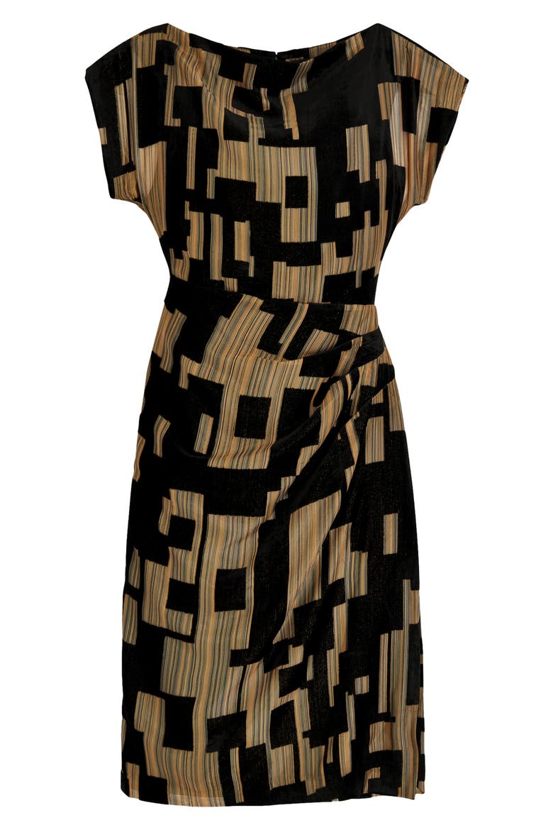 Metallic Geo Print Dress, Alternate, color, BLACK/ GOLD MULTI