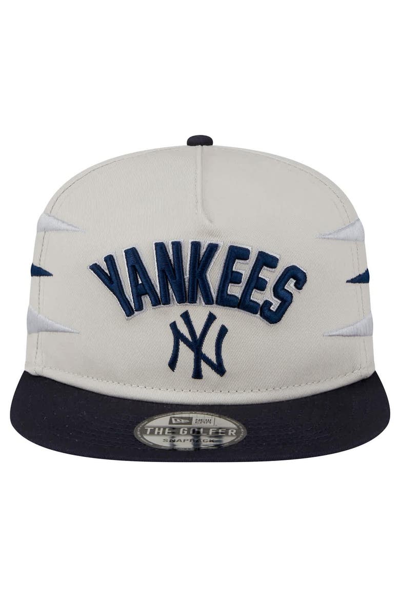 Men's New Era Cream New York Yankees Iron Golfer Snapback Hat, Alternate, color, Cream