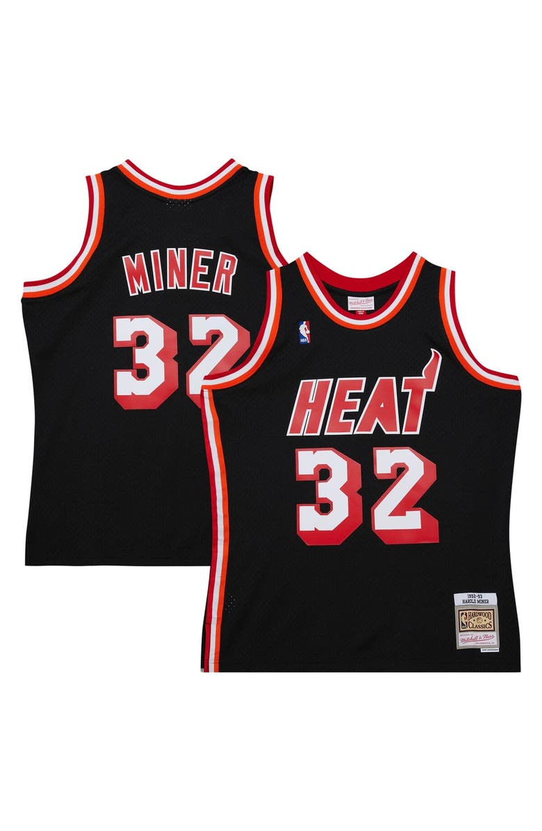 Mitchell & Ness Men's Mitchell & Ness Harold Miner Black Miami Heat 1992/93 Hardwood Classics Swingman Throwback Jersey, Alternate, color, Black