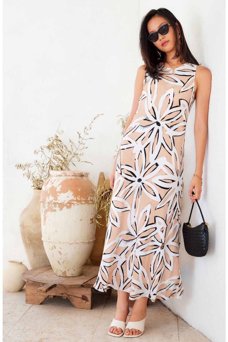 Dani Floral Sleeveless Maxi Dress, Alternate, color, BEIGE FLORAL PRINT
