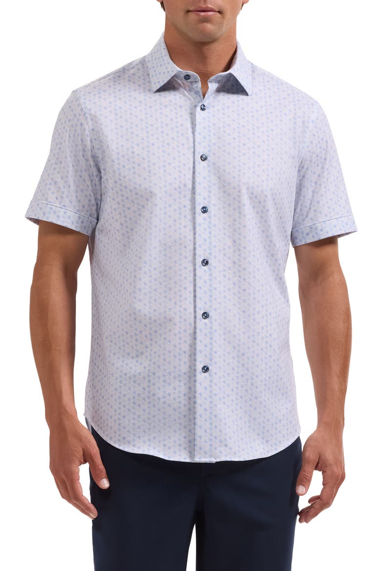 Miles OoohCotton® Dandelion Print Short Sleeve Button-Up Shirt, Main, color, ORCHID