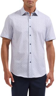 Bugatchi Miles OoohCotton® Dandelion Print Short Sleeve Button-Up Shirt
