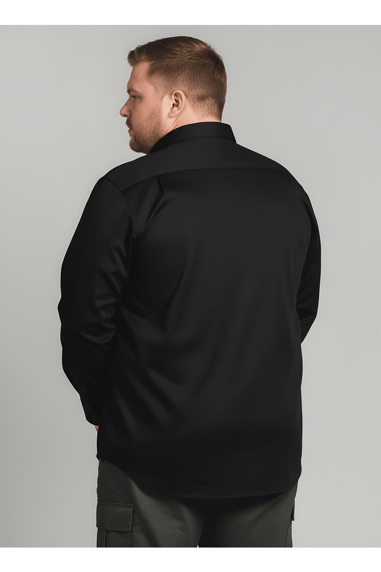 Men’s Big and Tall Commuter Shirt, Long Sleeve Button Down, Tailored Fit, Spread Collar, Performance Fabric, Stylish & Casual Breathable Shirt, Alternate, color, black