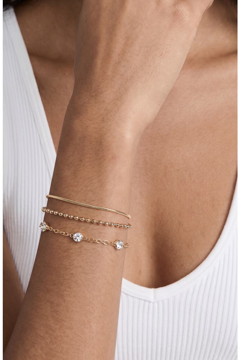 Crystal Mixed Chain Layered Bracelet, Alternate, color, GOLD