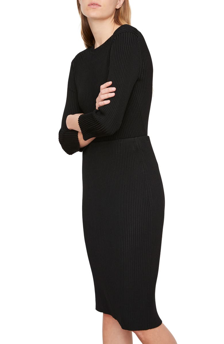 Vince Rib Sweater Skirt, Alternate, color, Black