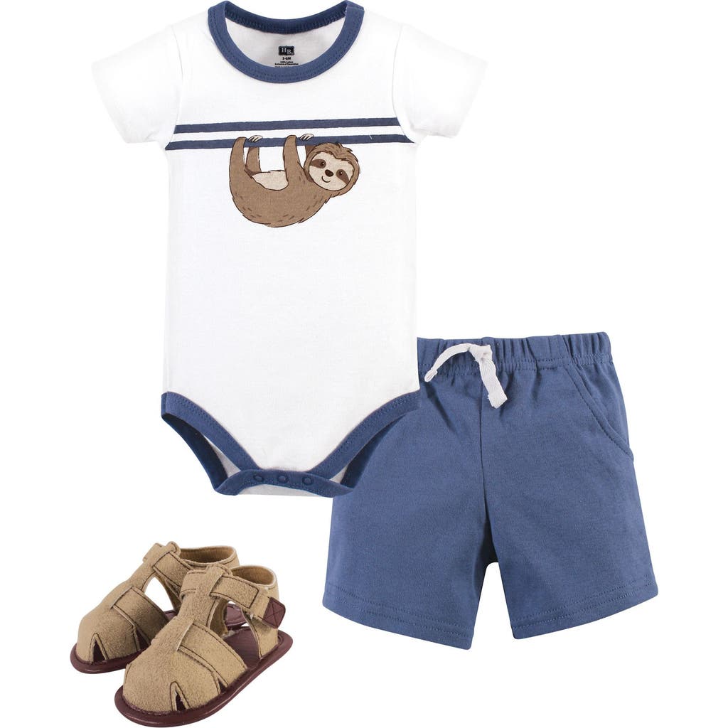 Hudson Baby Cotton Bodysuit, Shorts And Shoe Set In Multi