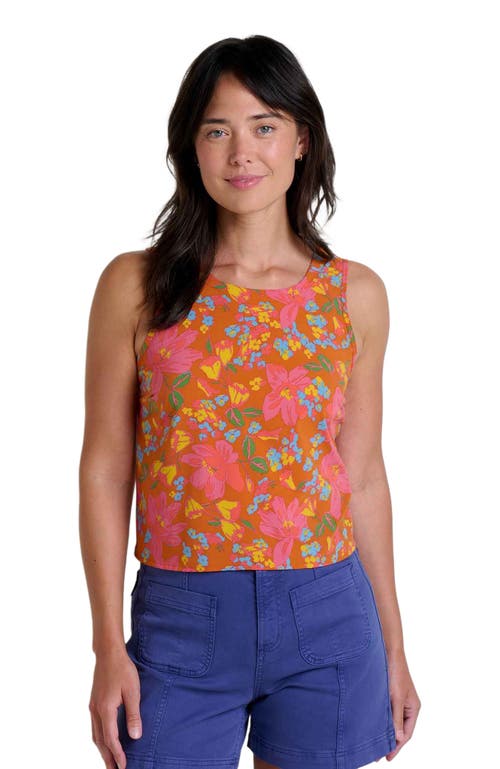 Toad & Co Sunkissed Button Back Tank in Persimmon Tulip Print 