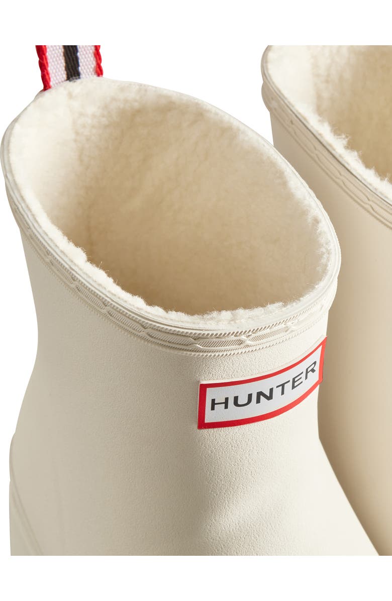 Hunter Play Short Faux Shearling Lined Waterproof Rain Boot, Alternate, color, White Willow