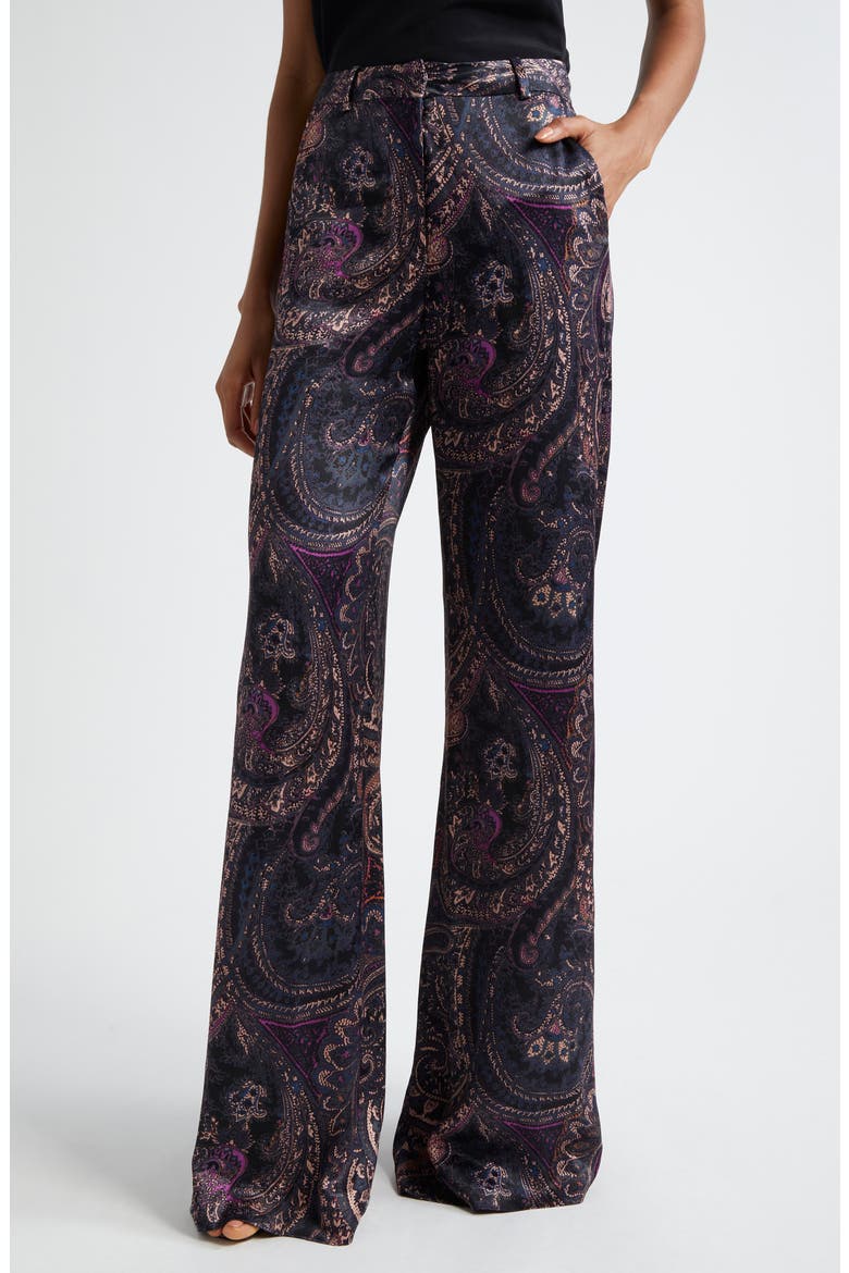 Pilar Wide Leg Velvet Pants, Main, color, PLUM MULTI BOUTE PAISLEY