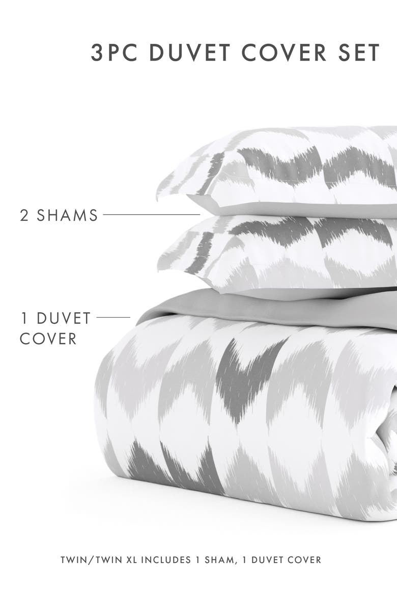 HOMESPUN Premium Ultra Soft Chevron Sleep Pattern 3-Piece Reversible Duvet, Alternate, color, Light Gray